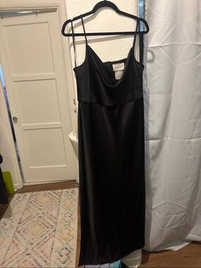 BHLDN - Black Maxi Slip Dress with Cowl Neck